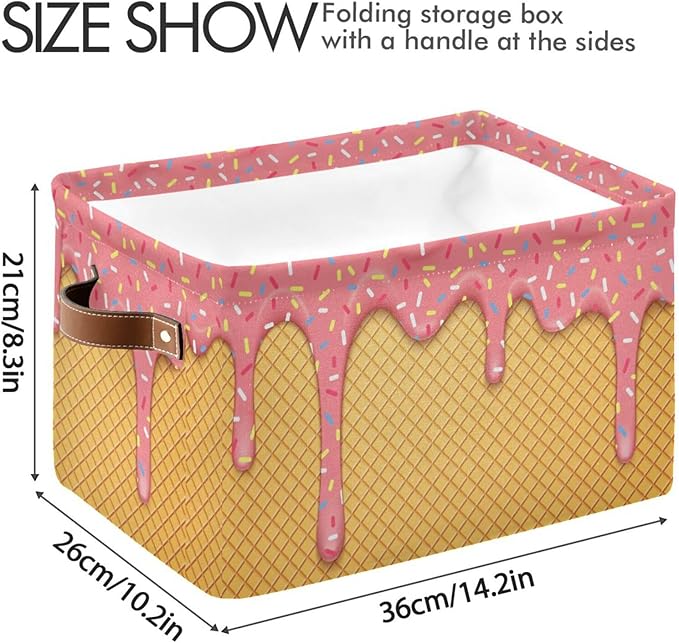 Ice Cream Rectangular Storage Basket Organizer Bin Shelf Baskets For Clothes Gifts For Home Office Dorm-VerdiqueGarden