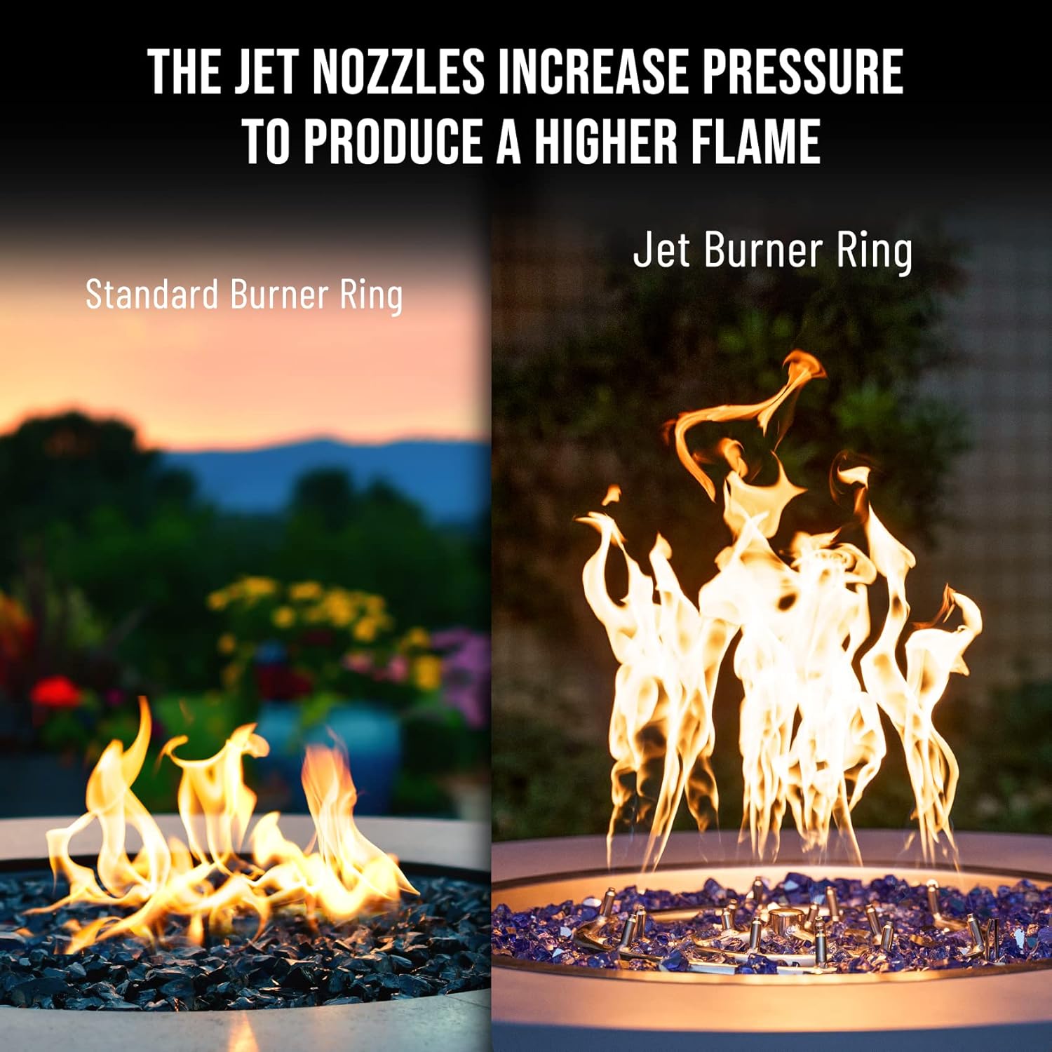 Skyflame 18 Inch Round Stainless Steel Fire Pit Jet Burner Ring - High Flame-VerdiqueGarden