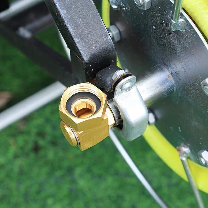 Garden Hose Reel Replacement Fitting,Brass 3/4"GHT Female to 1/2"NPT Male Swivel Elbow adapter (4.72 inches in length 2 piece)-VerdiqueGarden