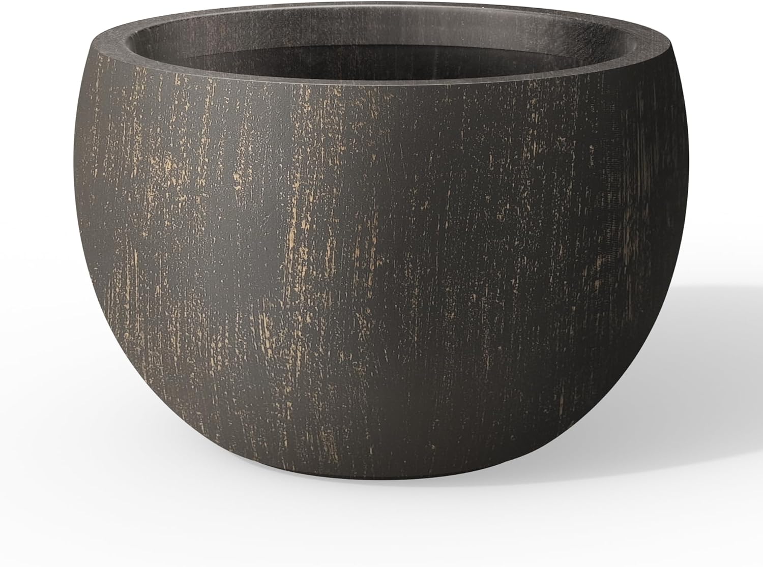 Kante 19.9" Dia Round Concrete Planter, Outdoor/Indoor Large Bowl Plant Pots with Drainage Hole and Rubber Plug for Garden Patio Balcony Home, Oil Rubbed Bronze-VerdiqueGarden