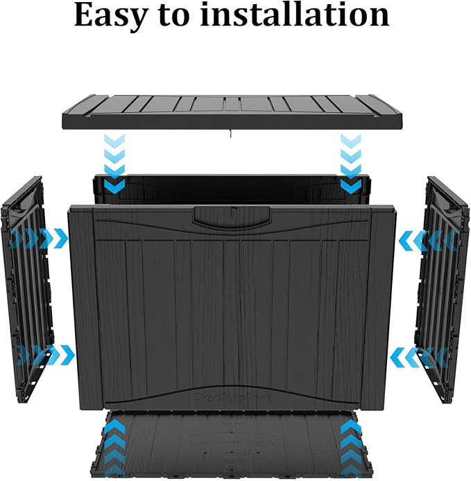 45 Gallon Waterproof Deck Storage Box - All-Weather Outside Storage Box with Lock, Outdoor Box Storage for Patio/Pool Accessories, UV-Resistant Resin, Matte Black-VerdiqueGarden