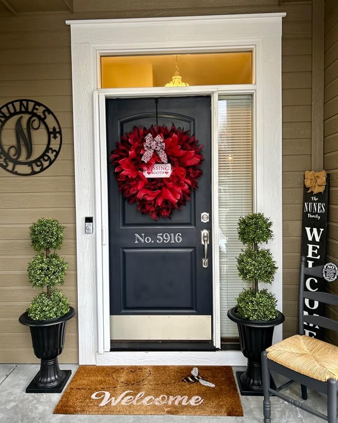 38''T Artificial Boxwood Topiary Triple Ball Outdoor Potted Plants Anti-UV Front Door Decor 2Pack-VerdiqueGarden