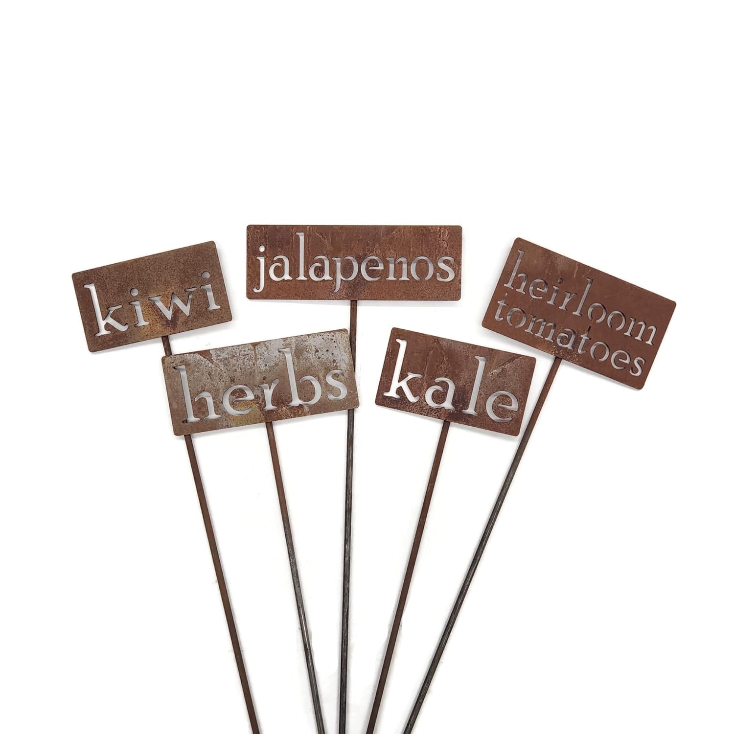 Classic Metal Garden Markers 19 Inches Tall (hollyhocks, Naturally Rusted)-VerdiqueGarden