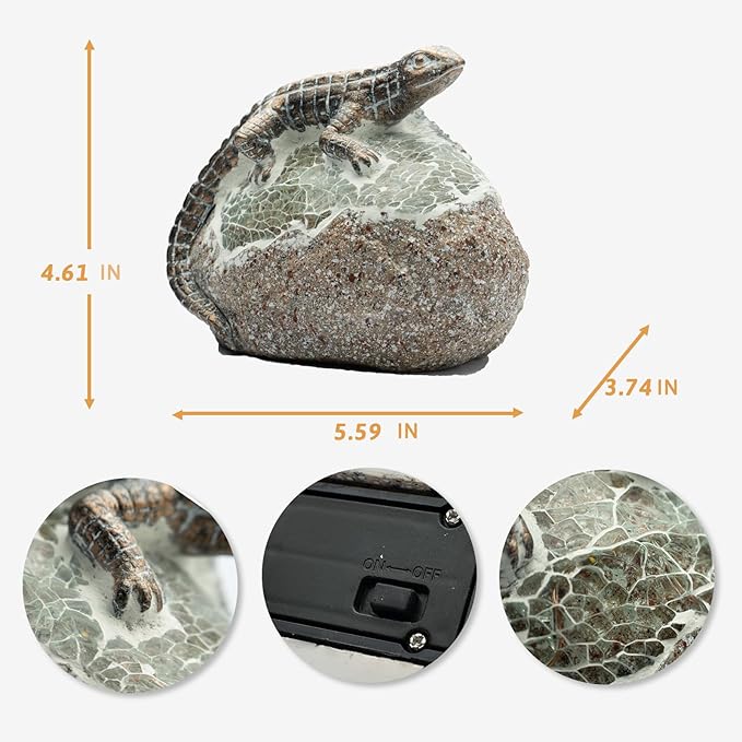 Garden Statue Lizard,Solar Lizard Decor for Outdoor,Resin Lizards Figurine with Solar Light for Patio,Balcony,Yard,Lawn Ornament,Perfect Garden Gift-VerdiqueGarden