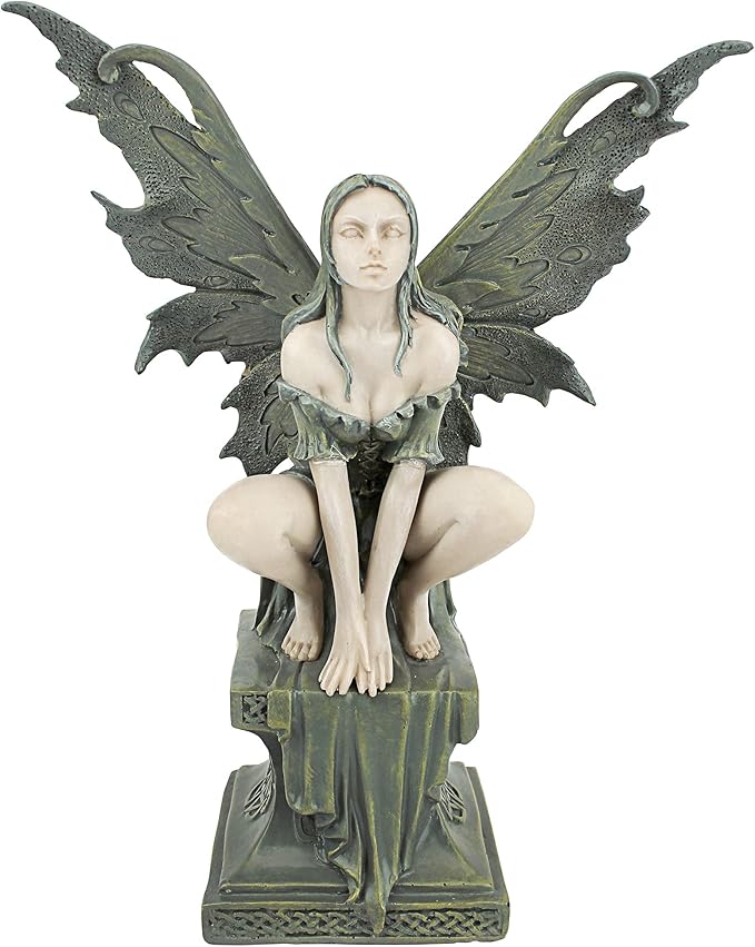 Design Toscano Small Celtic Fairy Perilous Perch Statue-VerdiqueGarden