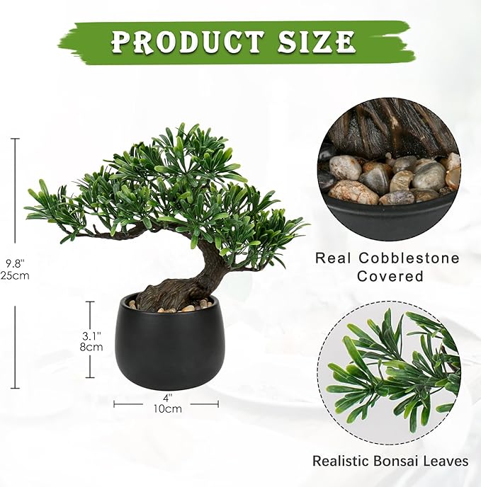 Artificial Bonsai Tree Juniper Faux Plants Indoor Fake Plants Decor with Ceramic Pots for Home Table Office Desk Bathroom Shelf Bedroom Living Room Farmhouse Decorations-VerdiqueGarden