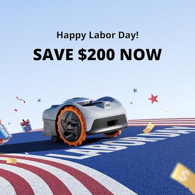 Segway Navimow i105N Robot Lawn Mower Perimeter Wire Free 1/8 Acre RTK+Vision Robotic Lawnmower, AI-Assisted Mapping, Virtual Boundary, APP Control, 58dB(A) Quiet, Multi-Zone Management-VerdiqueGarden