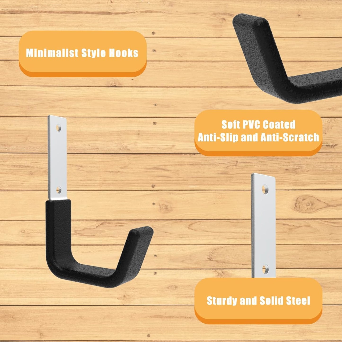 Heavy Duty Utility Hooks for Storage Wall Mount,Garage Wall Hooks for Hose, Bike, Ladder, Chainsaw, Leaf Blower Hanger (8 Small)-VerdiqueGarden