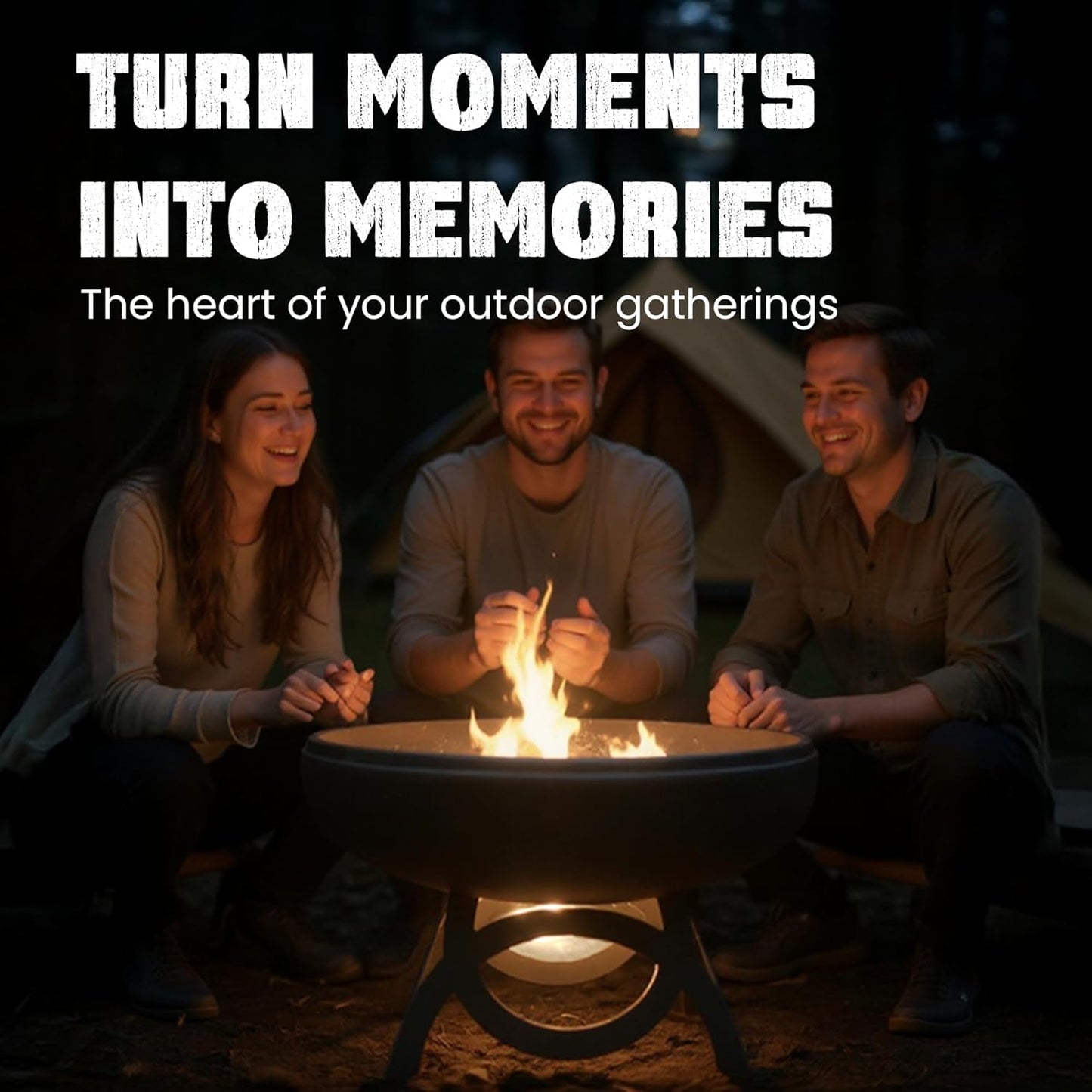 Liberty Fire Pit – Ohio Flame Wood Burning Outdoor Fire Pit - 36" Diameter with Standard Base (Made in USA)-VerdiqueGarden