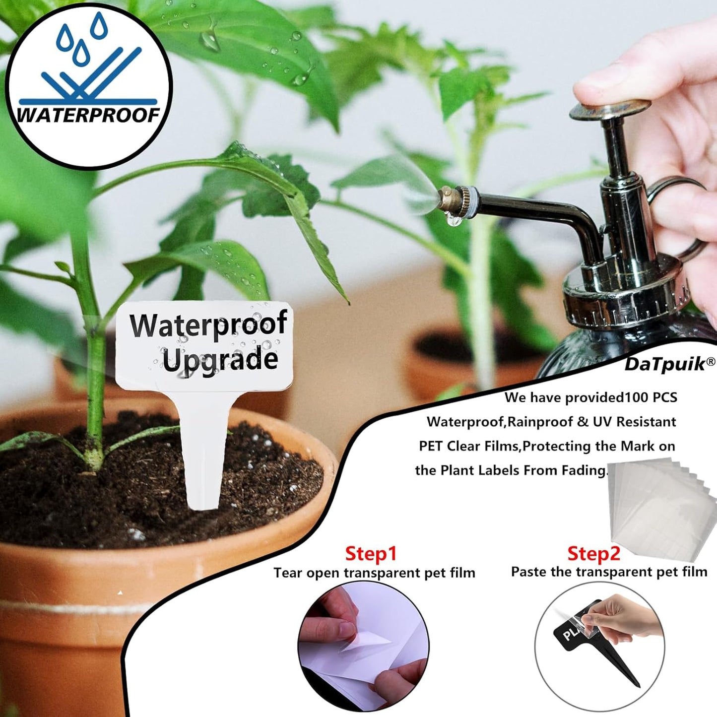 100 PCS White Plastic Plant Tags Thick Gardens Labels T-Type Nursery Markers Re-Usable-VerdiqueGarden