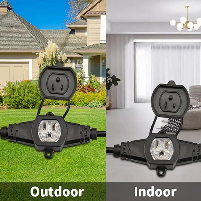 30FT 14 Gauge Multi Outlet Extension Cord, 5 Evenly Spaced Weatherproof Outlets, Great for Stage Backdrops, Landscape Garden Lighting，Christmas Decorations ETL-VerdiqueGarden