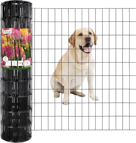Black PVC Coated Welded Wire Fence 36 Inch x 50 Foot, 2 Inch x 4 Inch 15GA, Garden Border Fencing Roll Vinyl Coating Metal Wire Mesh Hardware Cloth for Yard Vegetable Plant Protection-VerdiqueGarden