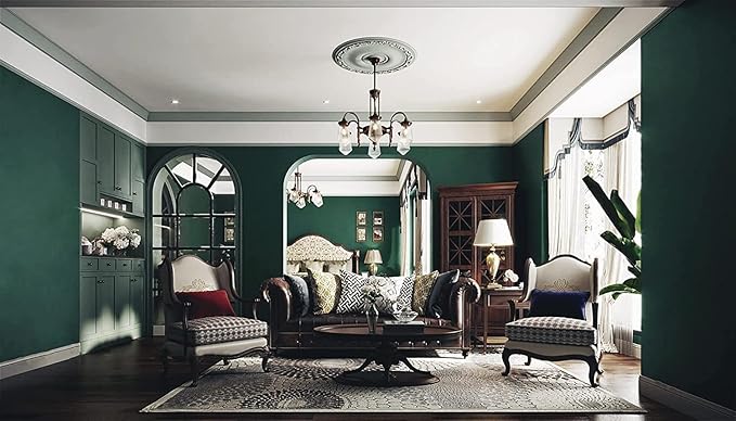 Dimoon 394''x17.7'' Dark Green Peel and Stick Wallpaper Contact Paper Modern Self Adhesive Wall Paper Removable Renter Friendly Textured Solid Color Cabinet Vinyl Roll (394''x17.7'',Emerald Dark)-VerdiqueGarden