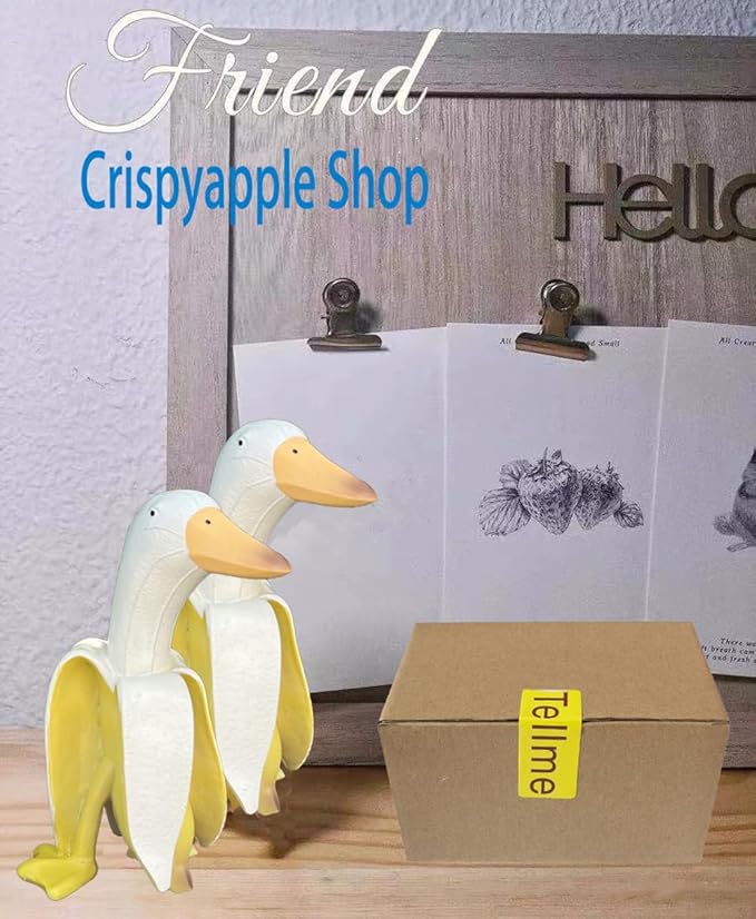 Tellme 2 PCS Banana Duck Statues, Creative Whimsical Garden Art Resin Gnome Sculptures, Outdoor Personalized Decors, Cute Banana Ornaments for Yard, Porch, Office, Home, Funny Housewarming Gifts.-VerdiqueGarden
