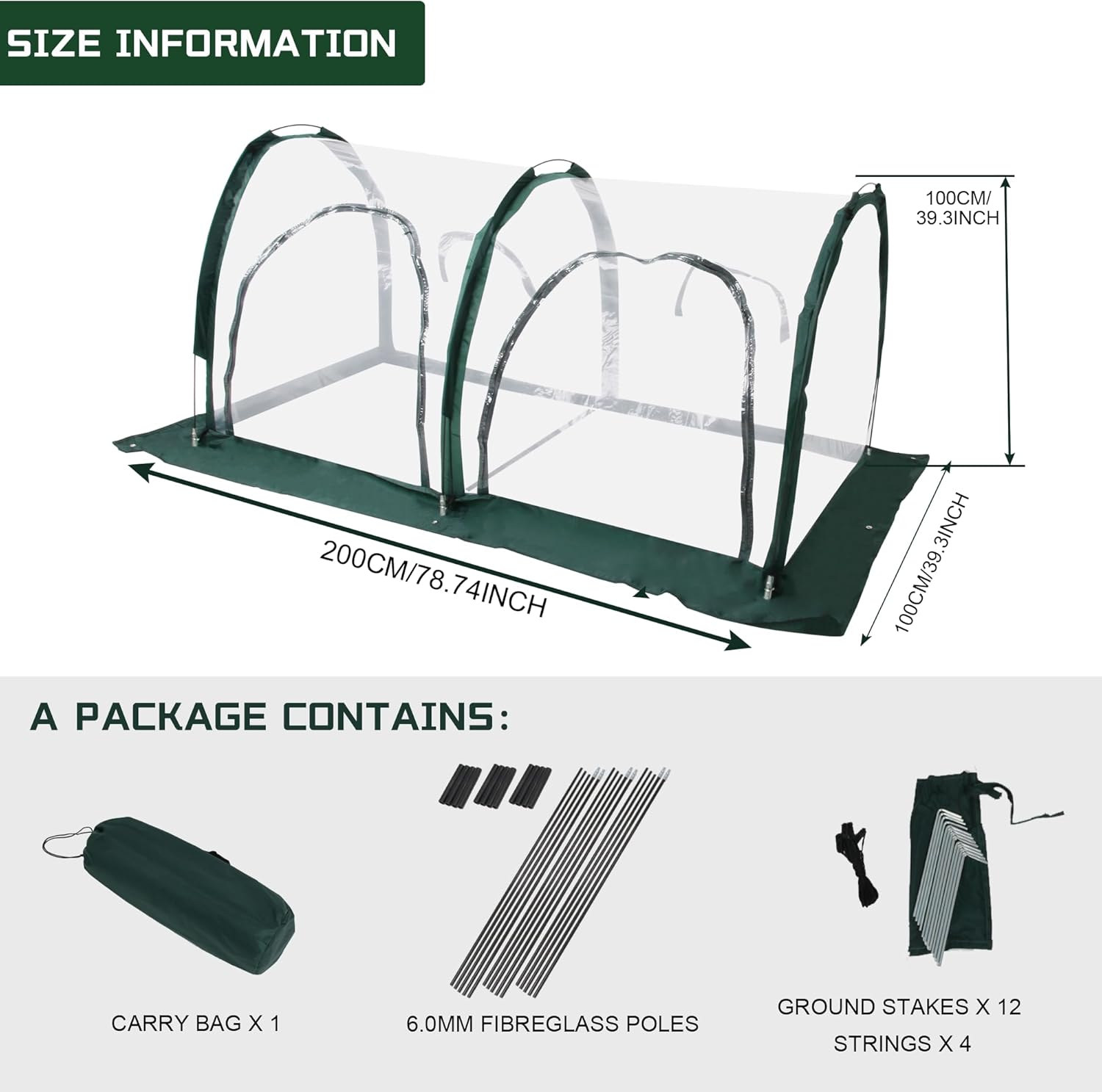 Portable Tunnel Greenhouse for Outdoors - Transparent Mini Greenhouses Ideal for Backyards and Outdoor Vegetable Cultivation (2M)-VerdiqueGarden