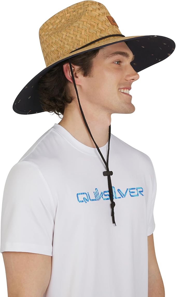 Quiksilver Men's Wide Brim Outdoor Lifeguard Straw Sun Hat-VerdiqueGarden