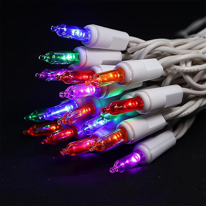 Multicolor Christmas LED Lights - 35 Count Multi-Colored Christmas String Lights for Small Tree, Crafts, Holiday, Indoor/Outdoor Decorations, 11 Feet White Wire, UL Certified, Connectable-VerdiqueGarden