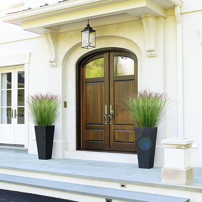 100Pcs Artificial Grass Plants Faux Shrubs Wheat Grass Fake Tall Grass Plants for Outdoor Decor Greenery Stems Weed for Room Indoor Home Decor（Green Red Tail-VerdiqueGarden