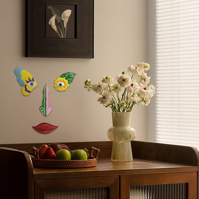 Tree Faces Decor Outdoor,Funny Tree Faces Sculpture,Colorful Fence Decorations Outdoor,Suitable for Yard and Garden Art Décor(1pcs,Colorful Butterfly)-VerdiqueGarden