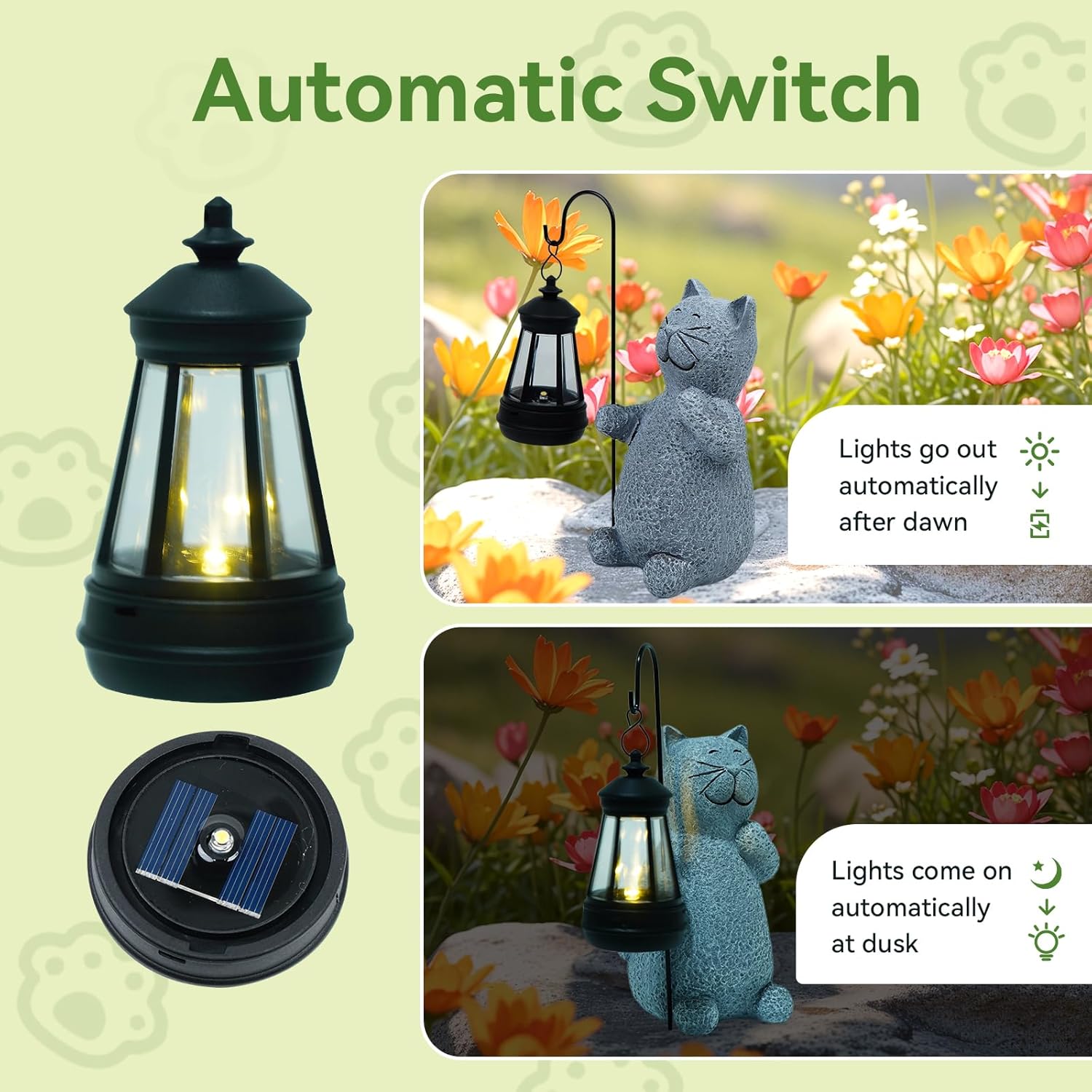 Solar Cat Garden Statues with LED Lights, Outdoor Decor for Patio Yard Balcony - Unique Housewarming Birthday Gifts for Women Mom Grandma-VerdiqueGarden