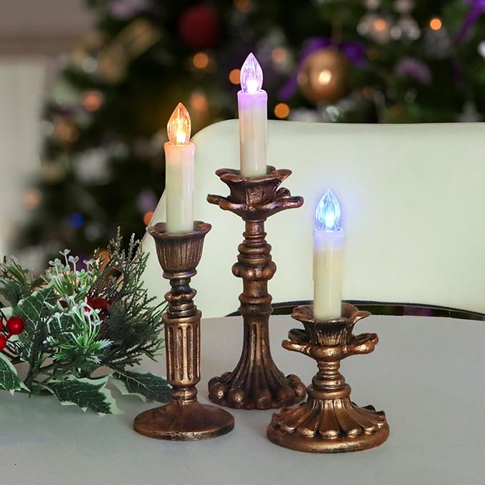 Colorful Christmas Tree Candle Lights Battery Powered Remote Control LED Taper Candles with Clips Electric Fake Candles for Halloween Garden Holiday Wedding Parties Decor (30 PCS,Colorful)-VerdiqueGarden