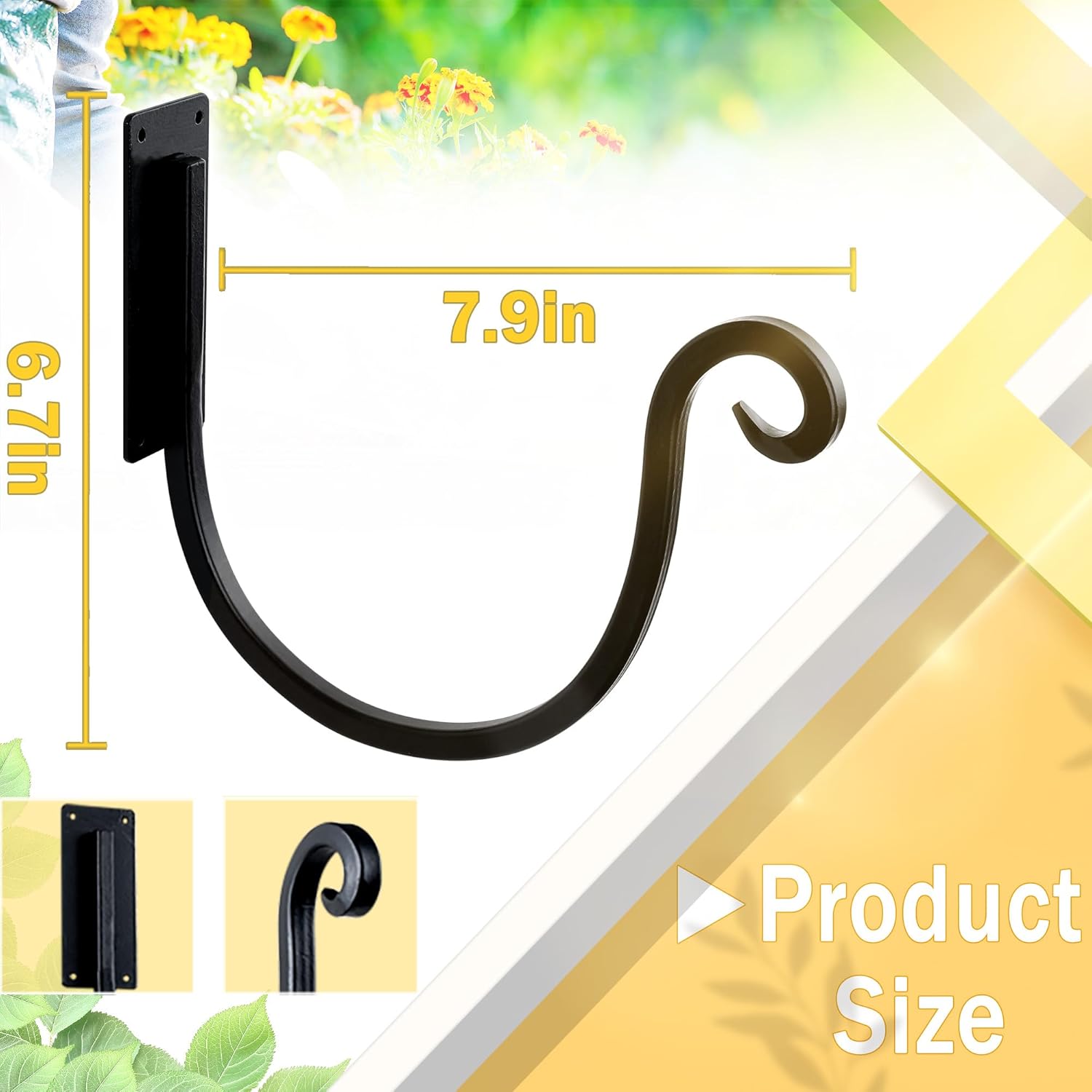 Hose Holders Wall Mount （Metal/8-Inch） Heavy-Duty Garden Hose Hangers Outdoor, Hand-Forged Hose Racks Mount, 2PCs-VerdiqueGarden