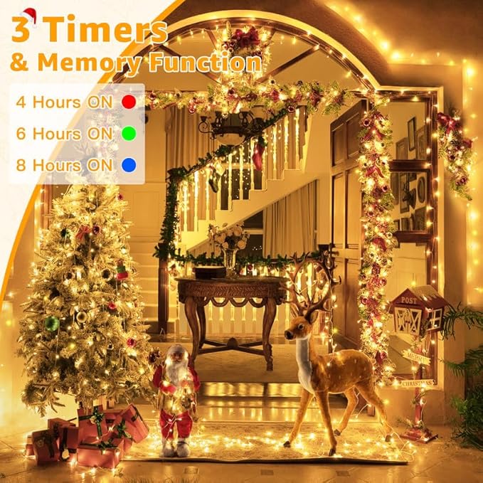 Ollny Outdoor String Lights 800LED 262FT, Warm White Waterproof Fairy Light with Remote Plug in, 8 Modes Timers Dimmable Christmas Lights for Outside Indoor Bedroom Patio Camping Garden-VerdiqueGarden