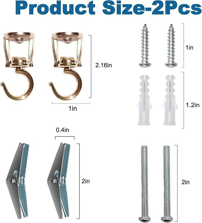 Ceiling Hooks for Hanging Plants (2 PCS Gold),Heavy Duty Metal Plant Hooks, Screw in Hooks for Hanging Birdfeeders, Lamps, Planters, Outdoor Decorative Hooks up to 33 lbs-VerdiqueGarden