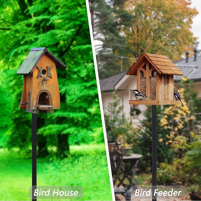 Bird Feeder Pole Kit, 79 Inch Bird House Pole for Outdoors Heavy Duty,5 Base Prongs Adjustable Birds Feeder Stand for House-VerdiqueGarden