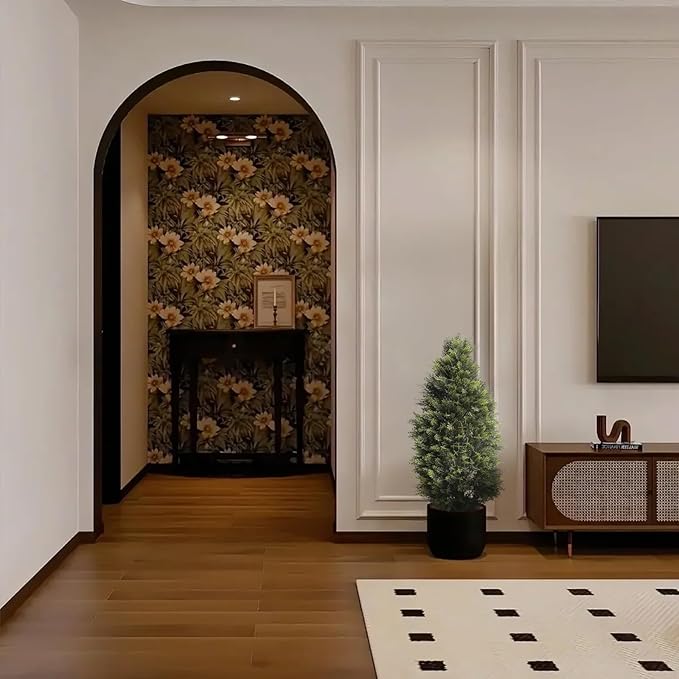 3FT Artificial Cedar Topiary Trees, Fake Cypress Trees Faux Pine Shrubs Plants, Evergreen Plants for Home Porch Decor Set of 2-VerdiqueGarden