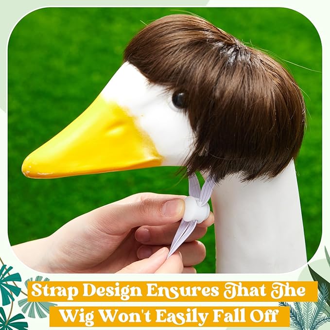 3 Pcs Porch Goose Outfit, Cute Porch Goosey Braid Wig, Crochet Hook Portico Goose Wig for Lawn Goosey Garden-VerdiqueGarden