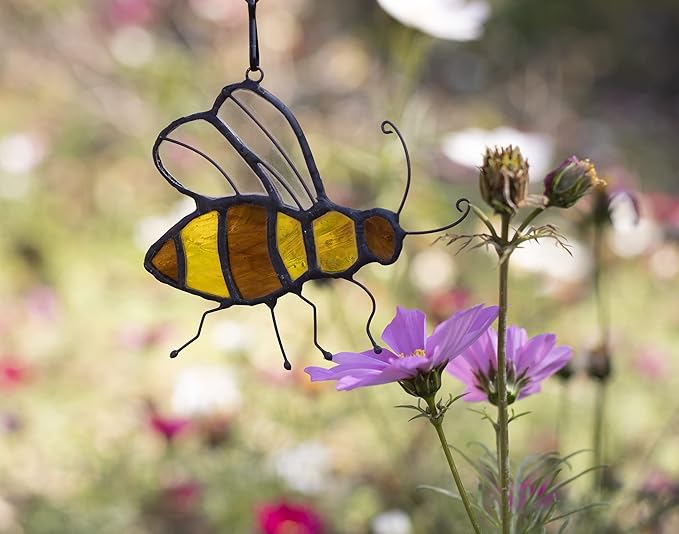 Bee Suncatcher Stained Glass Window Hangings Honey Bee Gifts for Women Gifts for Lover for Mom/Grandma Decorations Gifts/Birthday Gifts for Her-VerdiqueGarden