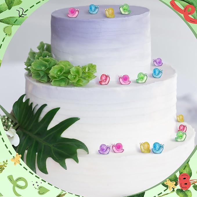 180 Pcs Luminous Resin Snail Miniatures Mini Animals Figures Cute Snail Figurine Fairy Decor Animal Ornament for Garden Landscape Home Accessories Craft Cake Decoration DIY-VerdiqueGarden