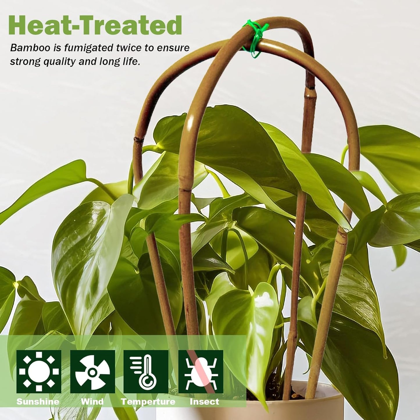 Natural U-Hoops Bamboo Plants Trellis 4Ft, Garden Trellis U-Shape for Climbing Plants, Garden Arch Support for Potted Plants, Vines, Ivy Climbing Plants, Flowers-3 Pack-VerdiqueGarden