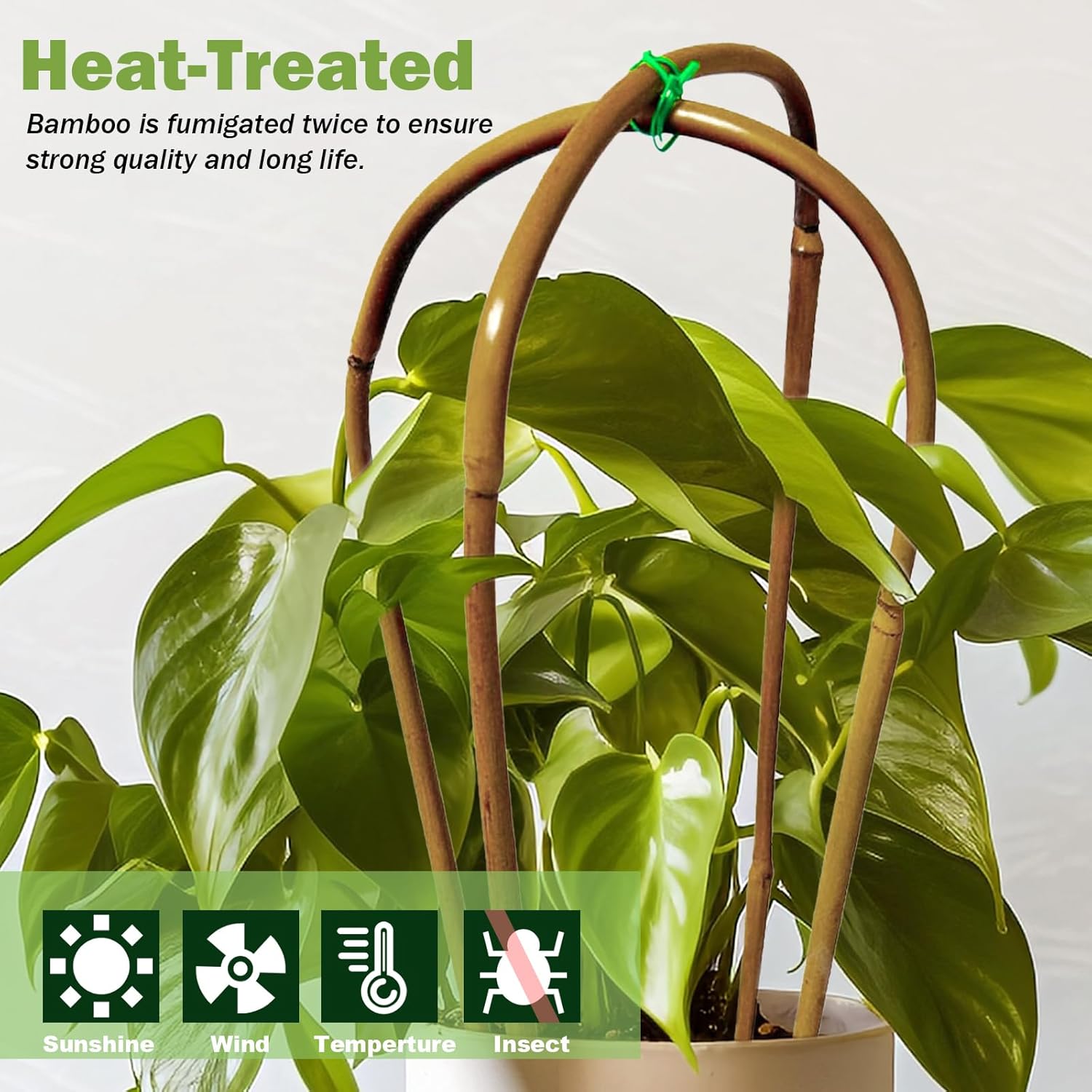 Natural U-Hoops Bamboo Plants Trellis 4Ft, Garden Trellis U-Shape for Climbing Plants, Garden Arch Support for Potted Plants, Vines, Ivy Climbing Plants, Flowers-3 Pack-VerdiqueGarden