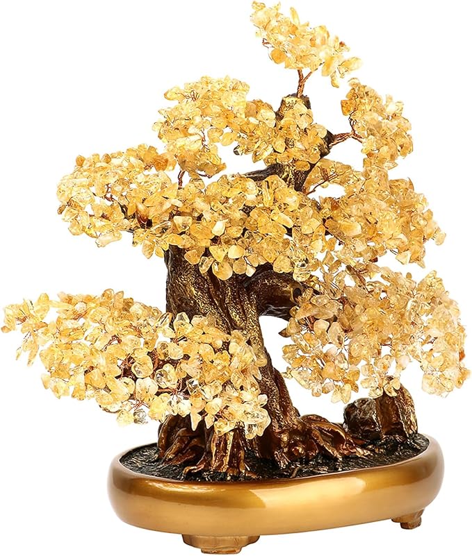 Feng Shui Money Tree Large Crystal Quartz Lucky Tree Gem Tree for Office Home Feng Shui Decoration for Wealth/Fortune and Luck (Citrine)-VerdiqueGarden