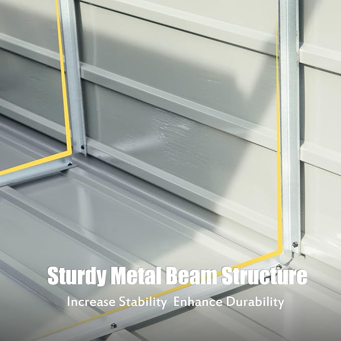 Domi Outdoor Storage Shed 6.5’ x 4.2’, Metal Garden Shed with Galvanized Steel Frame for Bike, Tools, Lawn Mowers, Outdoor Storage Cabinet with Lockable Door for Garden Lawn Patio (Dark Grey)-VerdiqueGarden