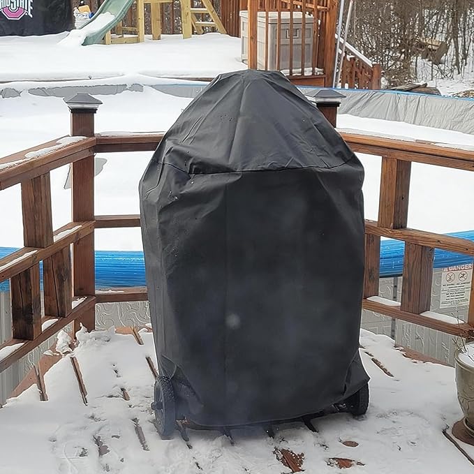 Grill Cover for 6755 Char-Griller Akorn Kamado Charcoal Grill Smoker and Premium Kettle, for Cuisinart CGG-999, 600D Heavy Duty Waterproof UV Resistant Cover, Outdoor Barbeque Grill Accessories-VerdiqueGarden