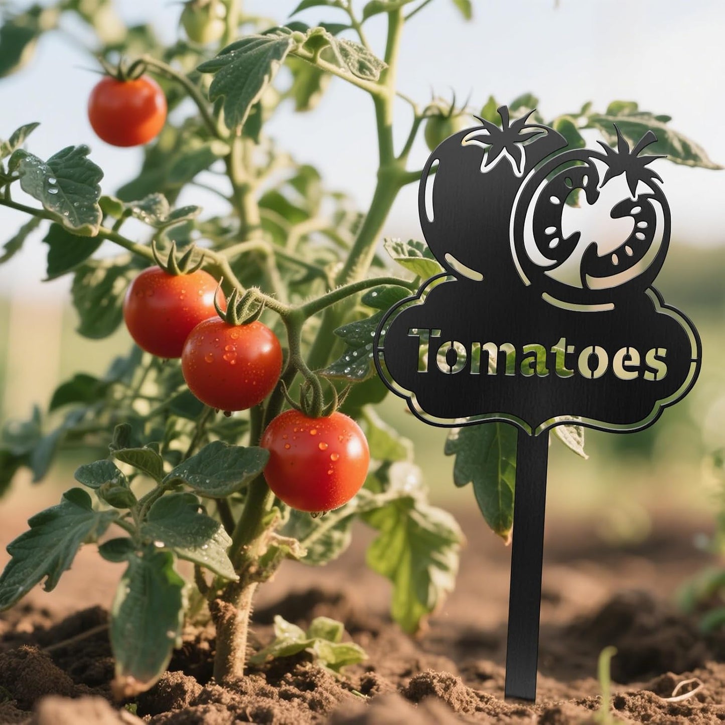 CUTHOLLOW Metal Plant Marker Stake Tomatoes for Outdoor Indoor, Waterproof 11.8 inch Cute Garden Plant Labels Sign Tag for Vegetables, Farmhouse Greenhouse Decor - Funny Gardening Gifts-VerdiqueGarden