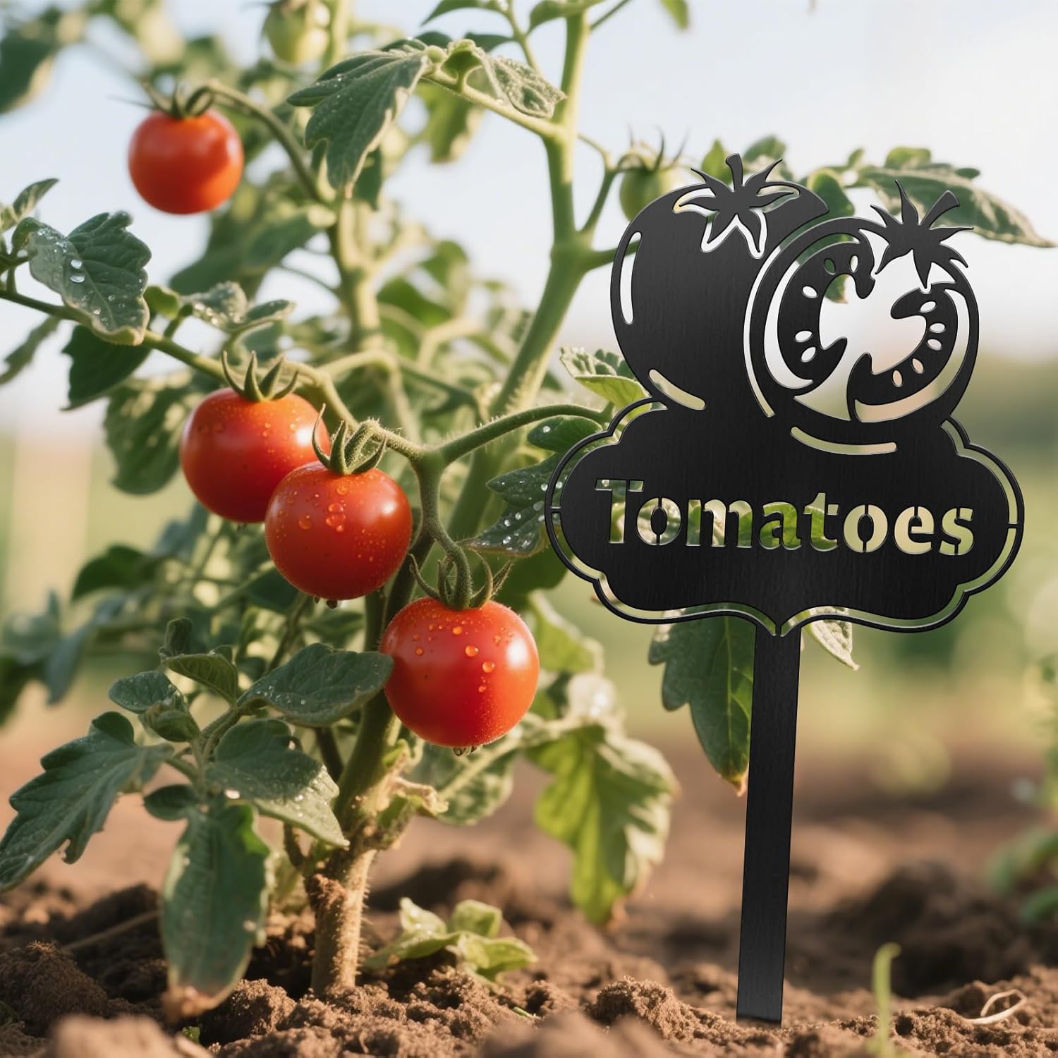 CUTHOLLOW Metal Plant Marker Stake Tomatoes for Outdoor Indoor, Waterproof 11.8 inch Cute Garden Plant Labels Sign Tag for Vegetables, Farmhouse Greenhouse Decor - Funny Gardening Gifts-VerdiqueGarden