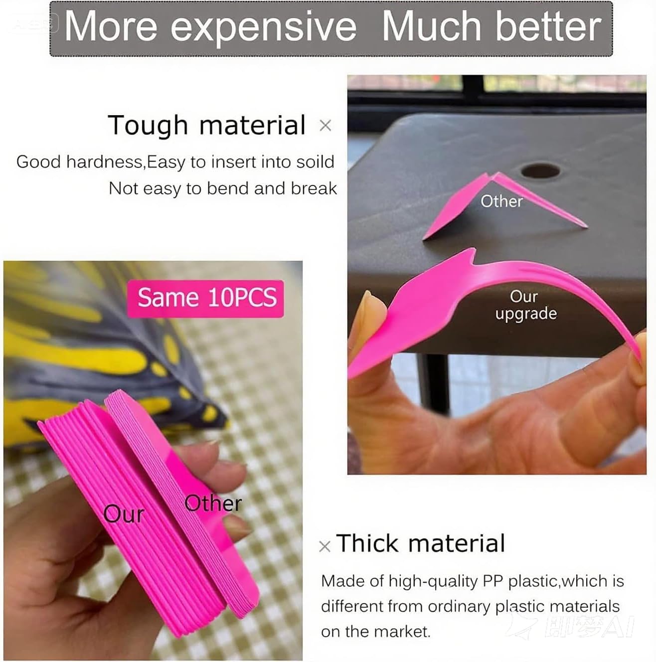 100 Pcs Waterproof Pink Durable Plastic Plant Outdoor Garden Labels Nursery Markers T-Type Thick Tags Re-Usable for Vegetables Seedlings-VerdiqueGarden