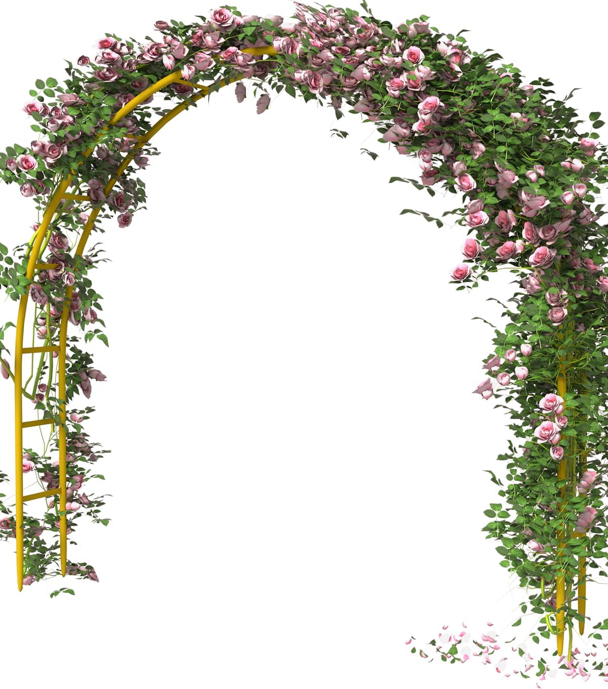 Queension Metal Arch Backdrop Stand 7Ft Wide 7.7Ft High, Wedding Arch Frame for Wedding Decorations, Balloon Arch Stand with Base for Ceremony, Outdoor Garden Arch Trellis for Climbing Plants, Gold-VerdiqueGarden