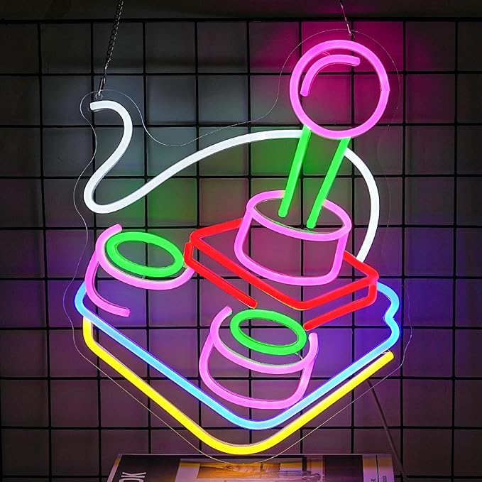 Alkkign Gamer Neon Sign for Wall Decor Game Controller Neon Signs Gaming Neon Light for Gamer Room Decor Game LED Sign for Teen Boys Room Gaming Room Decoration-VerdiqueGarden