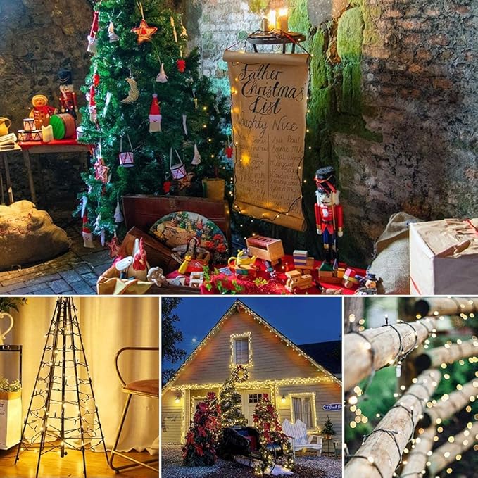 weillsnow 66 FT 200 LED Warm White Christmas Lights,Plug in Waterproof String Lights,8 Lighting Modes with Memory for Outdoor Indoor Garden Tree Christmas Party Decorations(Warm White)-VerdiqueGarden