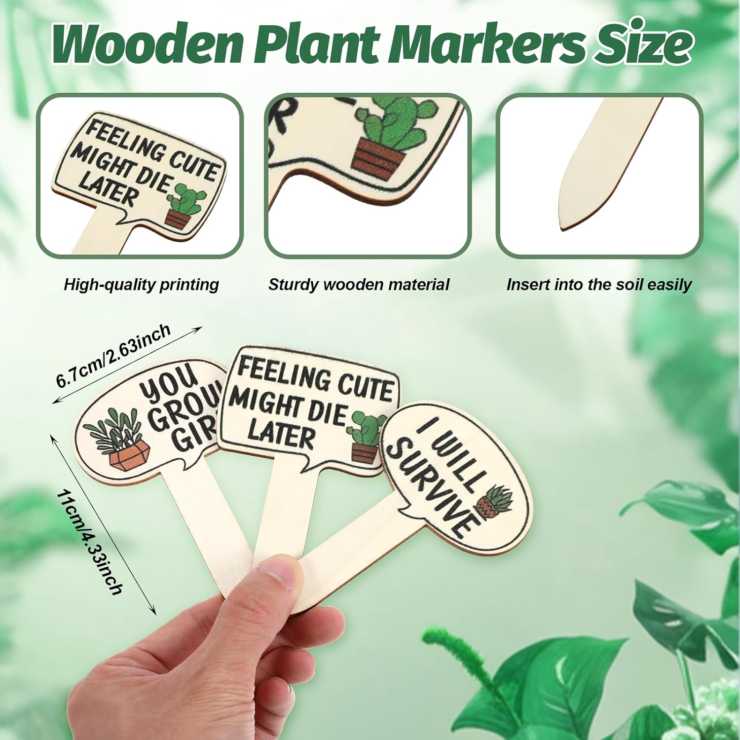 15 Pcs Funny Wooden Plant Markers, Interesting Garden Plant Labels Tab Cute Plants Signs Stakes for Indoor Outdoor Garden Potted Plants Patio Supplies-VerdiqueGarden