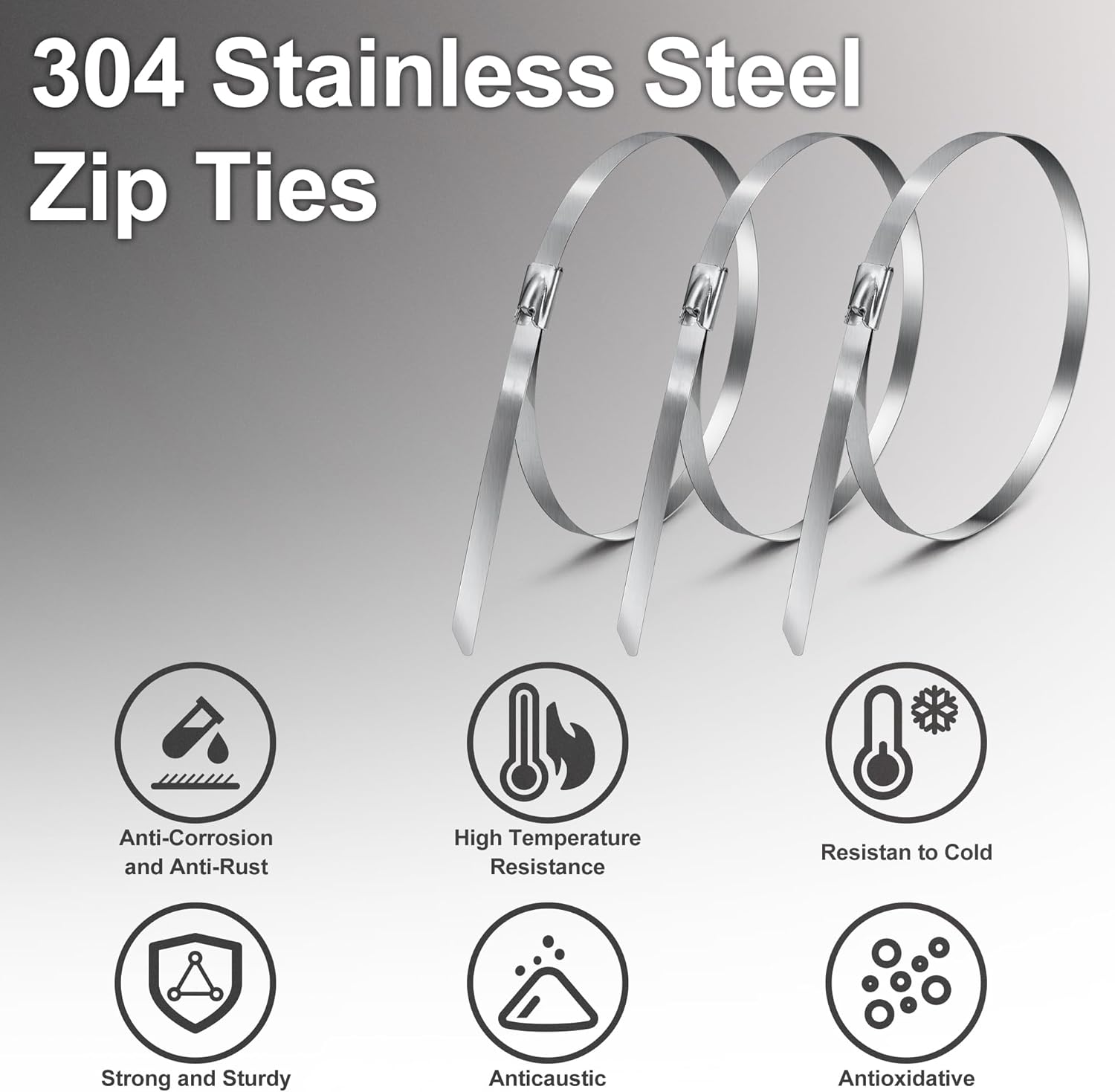 Foneso Metal Zip Ties (7.9 Inch 1000PCS), 304 Stainless Steel Short Zip Ties Multi-Purpose Heavy Duty Self-Locking Cable Ties for machinery, fence, vehicles, farms, cables, pipesas well-VerdiqueGarden