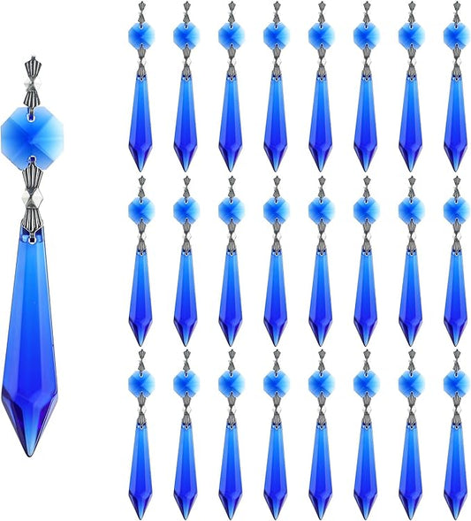 HDCRYSTALGIFTS 25pcs Blue Chandelier Crystals Replacement Chandelier Icicle Crystal Prisms Crystal Drop Prisms-VerdiqueGarden