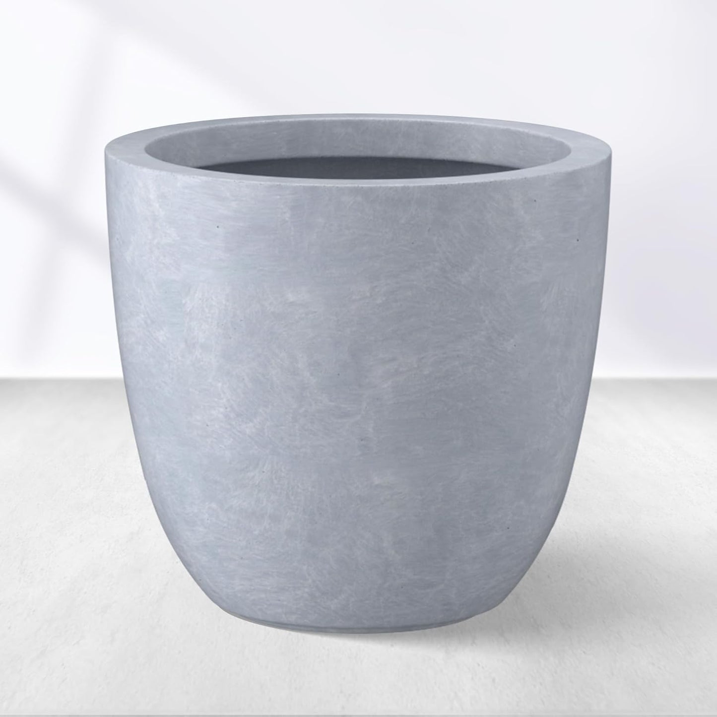 Kante 14 Inch Dia Round Concrete Planter, Indoor Outdoor Large Plant Pot with Drainage Hole and Rubber Plug for Home Patio Garden, Gray-VerdiqueGarden