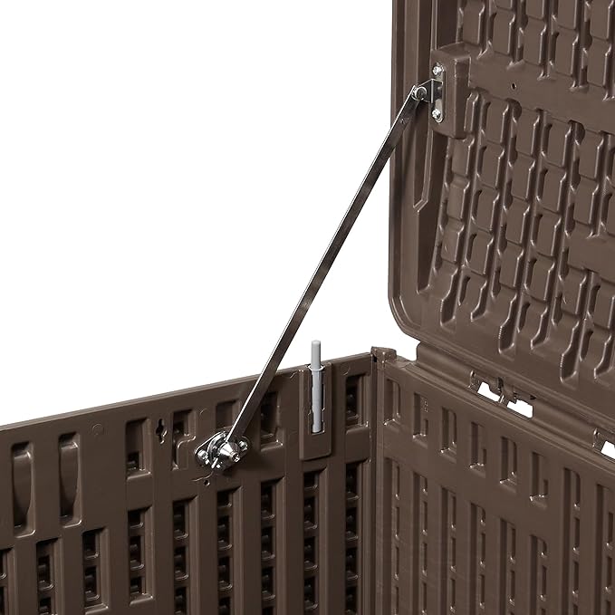 Amazon Basics Outdoor Organization & Storage Deck Box with Lid, 99 Gallon, Brown-VerdiqueGarden