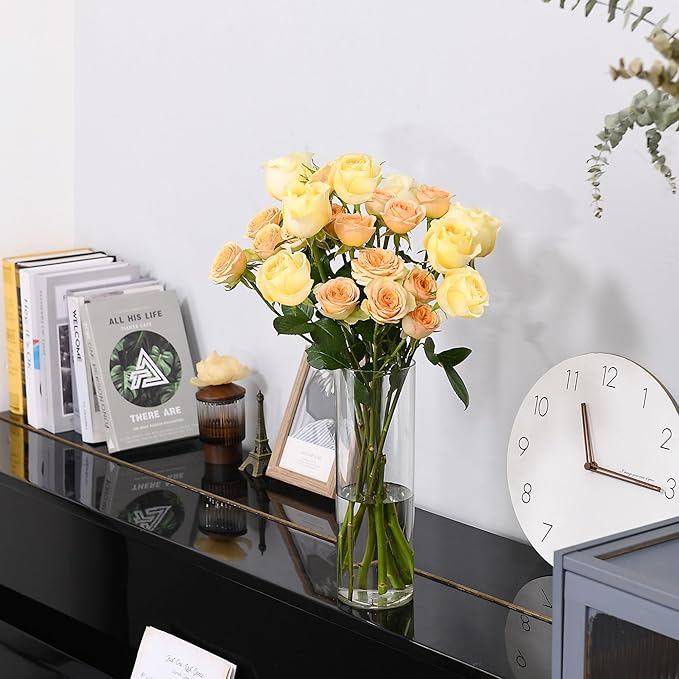 Clear Flower Vase, Non-breakable Vases, 4" W x 16" H, Acrylic Vase, Aesthetic Room Decor Cylindrical Modern Flower Vases for Table Centerpiece, Home Decor, Women Floral Arrangement Gift-VerdiqueGarden